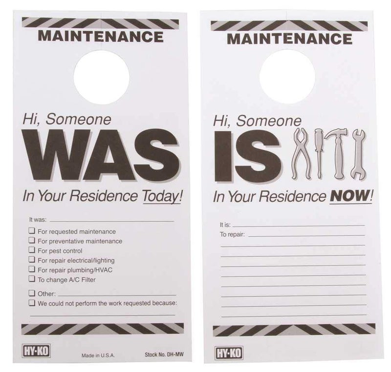 HY-KO PRODUCTS DH-MW 7 in. x 3-1/2 in. Paper Reversible Maintenance Door Hang Tag Black Pack of 50 - Image 2